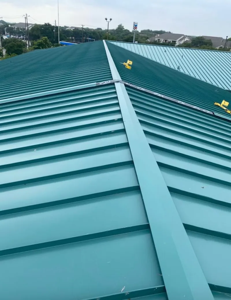 Green commercial metal roof ridge and valley for Metal Roof Repair in Kennedy